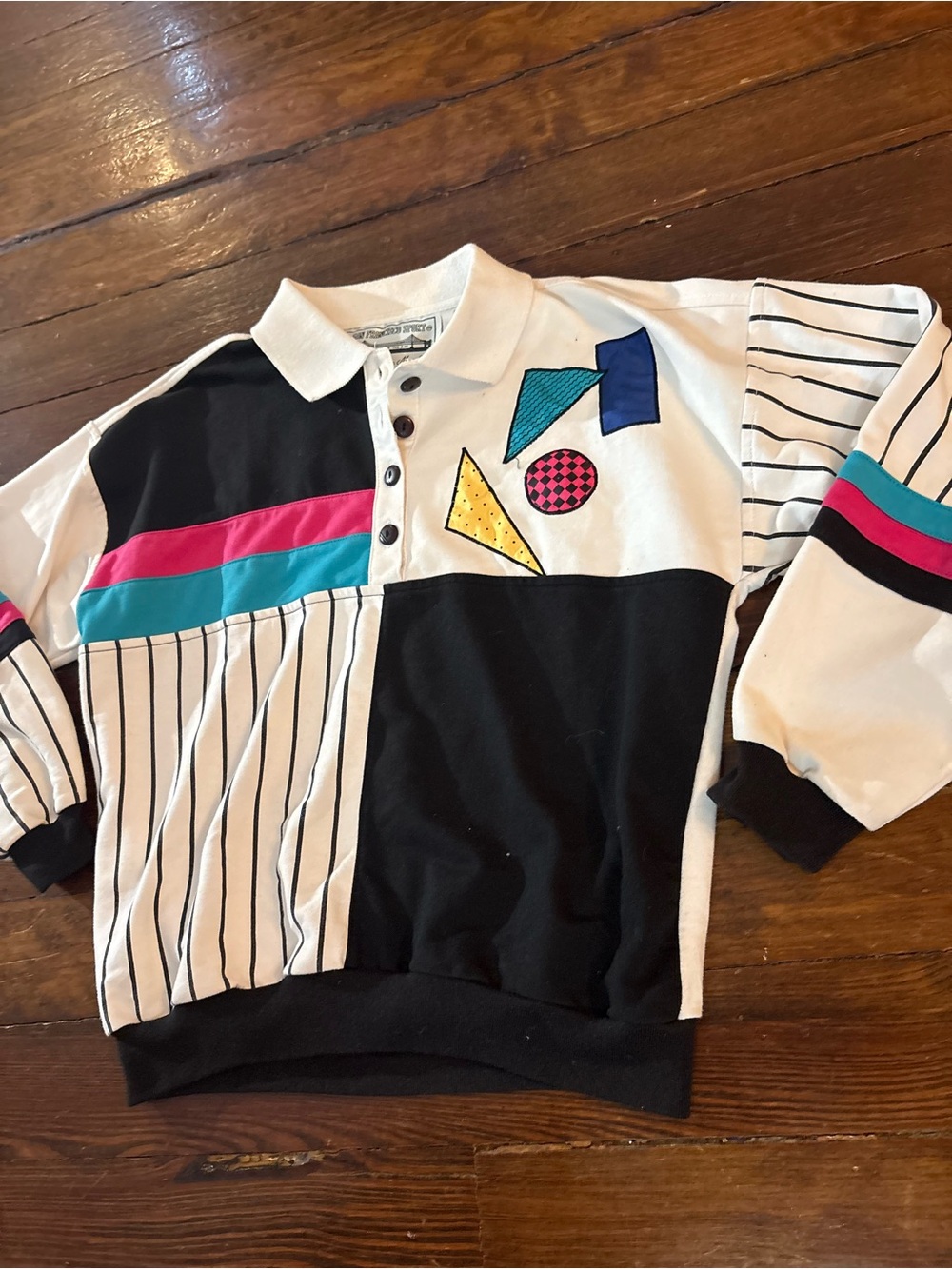 Vintage San Francisco sport white colorful long sleeve top size S - Picture 2 of 4